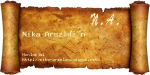 Nika Arszlán névjegykártya